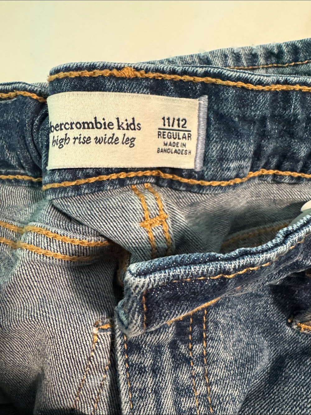 abercrombie kids light blue denim wide leg jeans